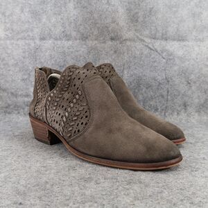 Vince Camuto Shoes Womens 10 Booties Fashion Leather Casual Woven Zip Block Heel